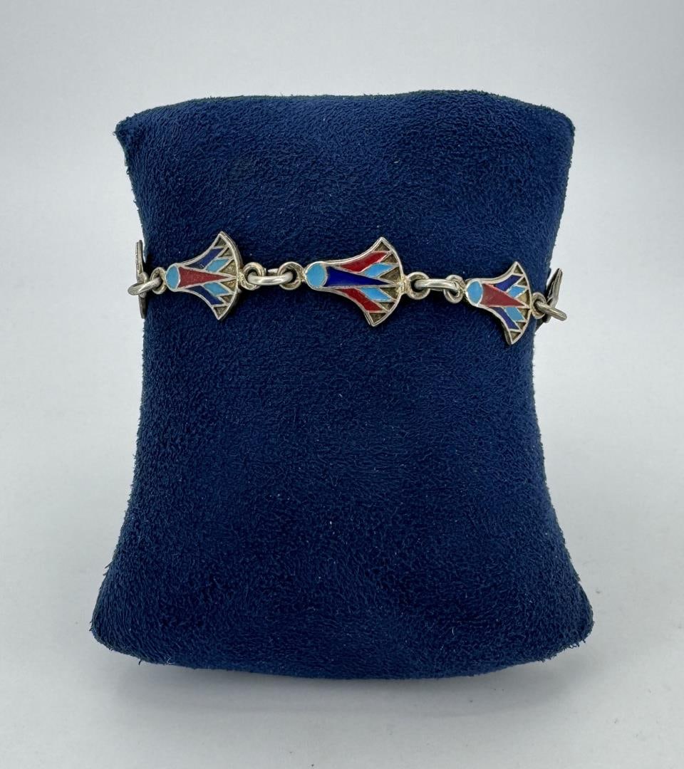 Hallmark Egyptian Sterling Silver Inlaid Bracelet (1 of 4)