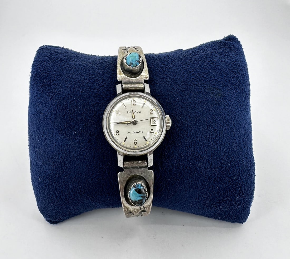 Navajo Sterling Turquoise Watch Band Tips (1 of 7)