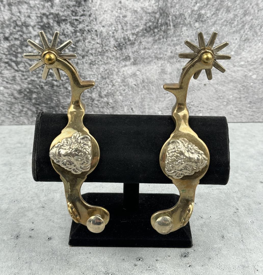Buermann Bronze Buffalo Cowboy Spurs: 6 3/8" long.