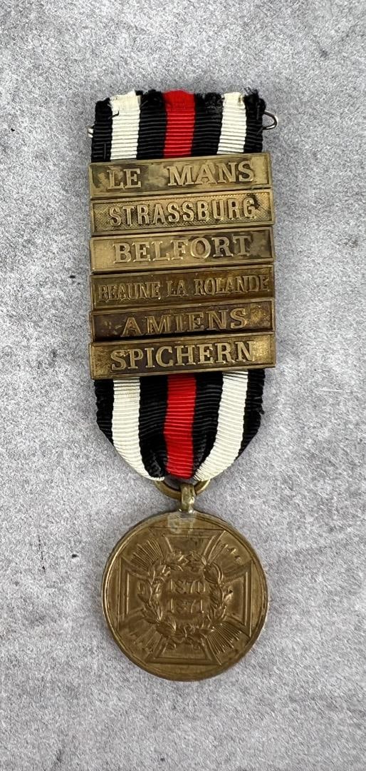 German Franco Prussian War Medal 1871: Medal includes 6 battle bars.