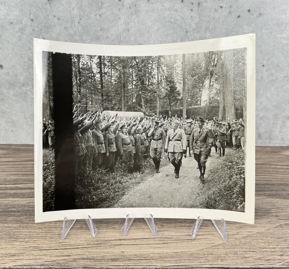 Hitler and Mussolini Saluted by Army Photo: 8" by 10".