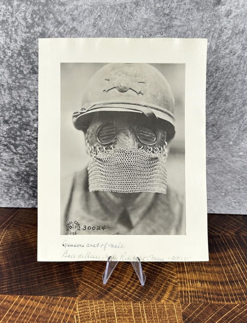 WWI WW1 US Army France Tank Gunners Mask Photo: 6 1/2" by 8 1/2".