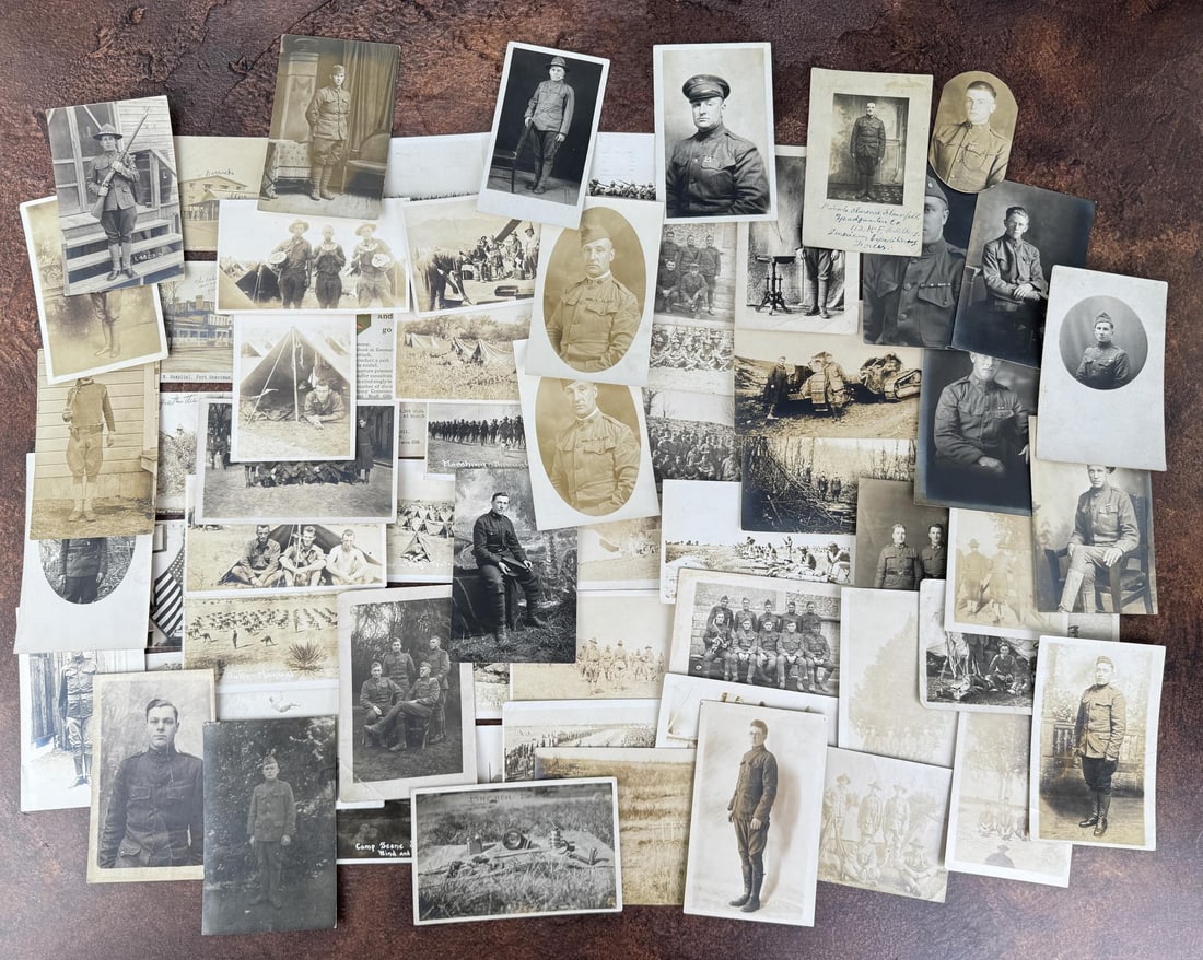 WWI WW1 US Army Soldier Portrait Photo Postcards: 64 total.