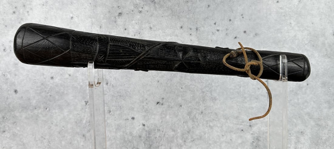 WW2 South Pacific Ebony Night Stick Club Sap: Very neat piece of Trench Art. 14" long.