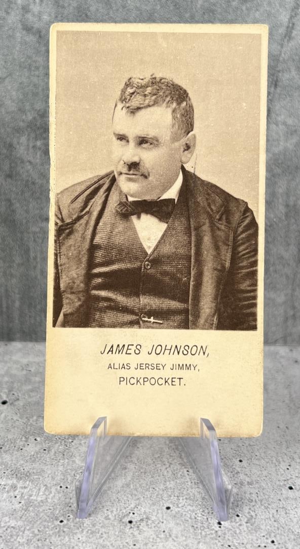 Antique Criminal CDV Photo Mug Shot Pickpocket: 4 1/4" by 2 1/4". James Johnson, Pickpocket.