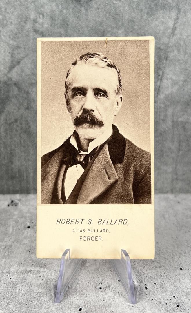 Antique Criminal CDV Photo Mug Shot Forger: 4 1/4" by 2 1/4". Robert S Ballard, Forger.