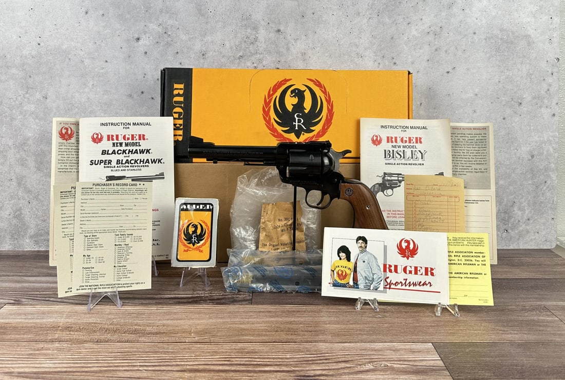 Ruger New Model Super Blackhawk .44 Revolver: .44 Mag. 5 1/2" barrel. Lightly used in original box. Requires FFL Transfer.