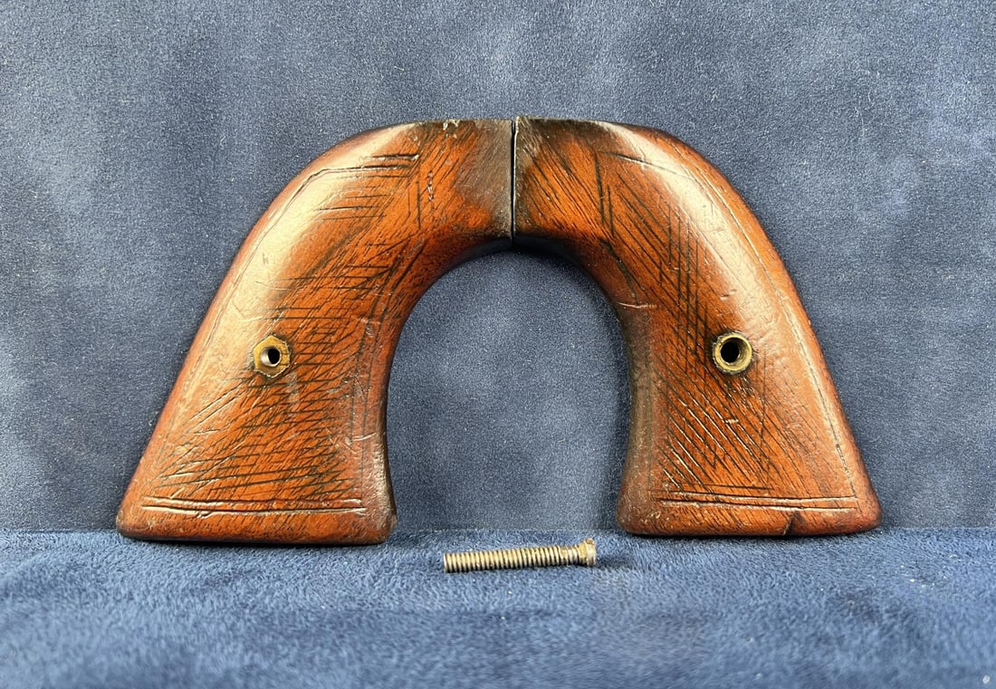 1st Gen Colt Single Action Army Wood Grips: Nice old set of factory grips. Custom Checkering as shown.