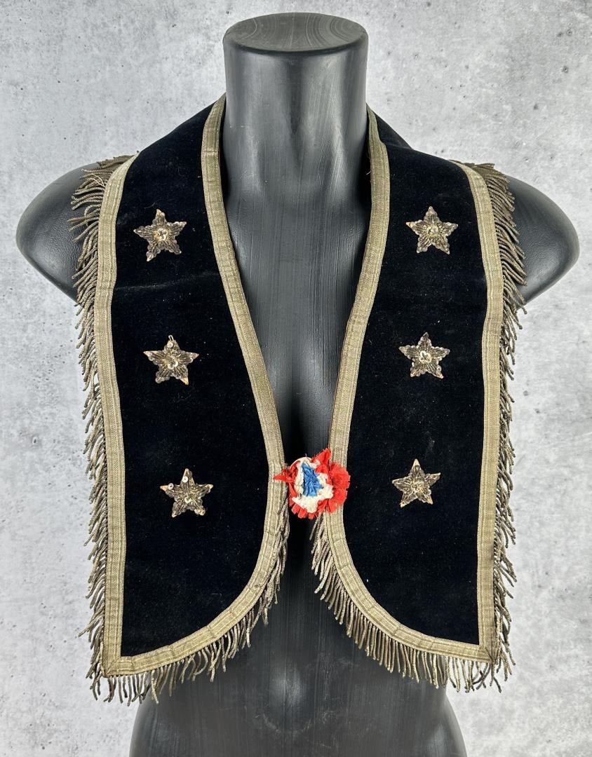 Antique Masonic Bullion Embroidered Sash: 23 7/8" long.