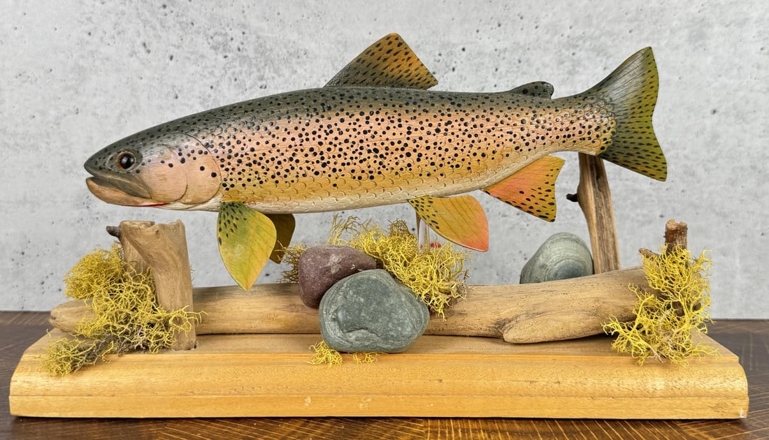 Carved Wood Coastal Cutthroat Trout: 10 5/8" by 5 5/8" by 3 1/4"