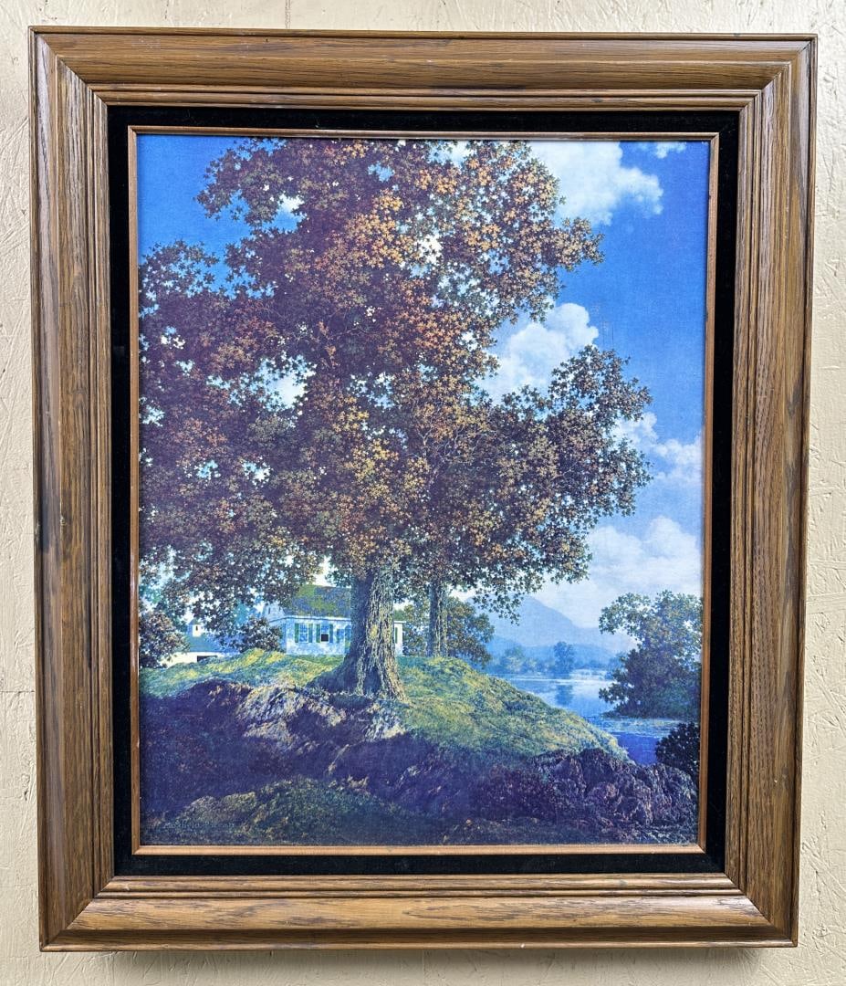 Maxfield Parrish Peaceful Valley Giclee on Canvas: 20" by 24" framed.
