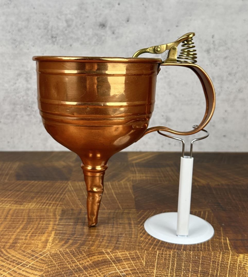 Copper Funnel: 7 3/4" by 7" by 5 3/8"
