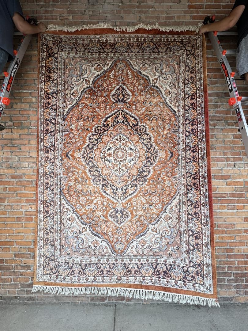 Kashmiri Persian Oriental Rug: 82" by 129". Provenance: The Estate of Sherwin Scott.