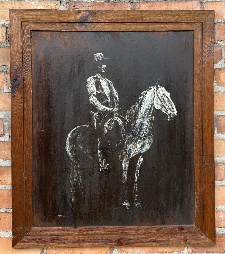 Gordon Jemeyson Cowboy Oil on Board Painting (1 of 4)