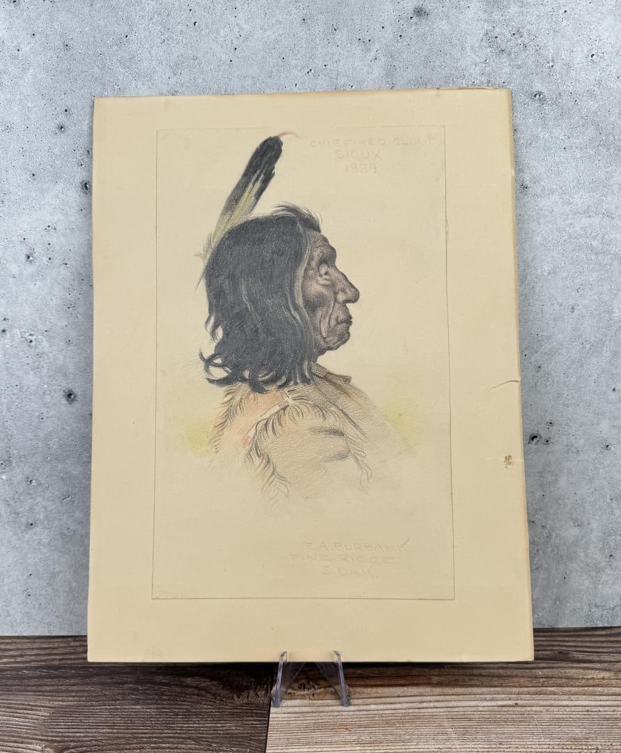 Elbridge Ayer Burbank Red Cloud Indian Drawing (1 of 4)