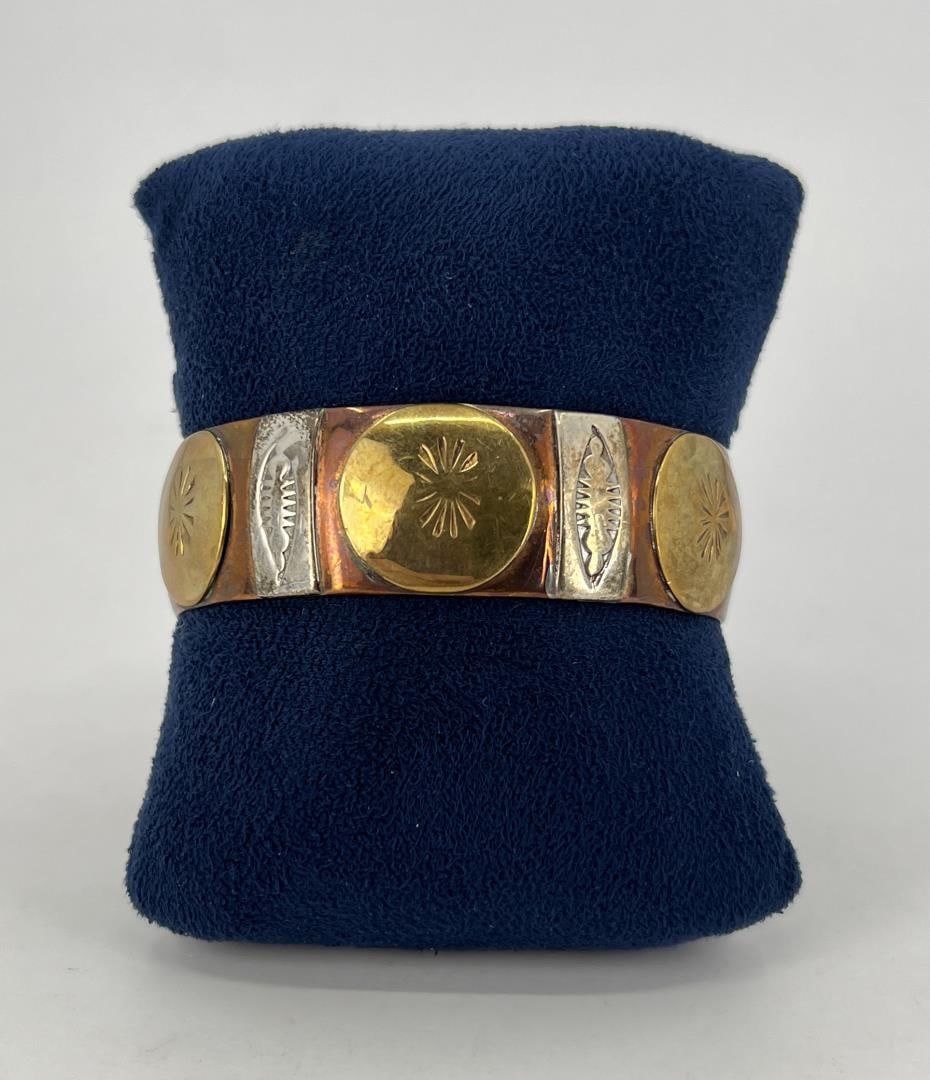 Navajo Copper Silver Brass Trading Post Bracelet (1 of 4)