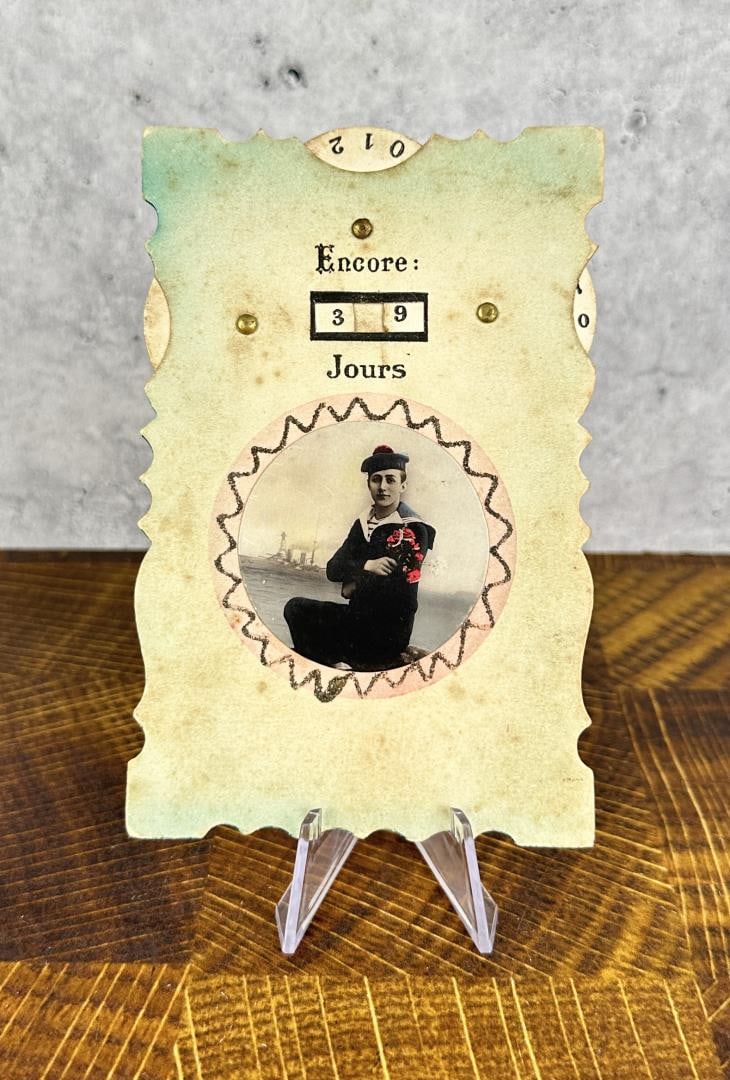 French Navy Mechanical Postcard: Number of days until the sender returns. 5 1/4" by 3 1/2".