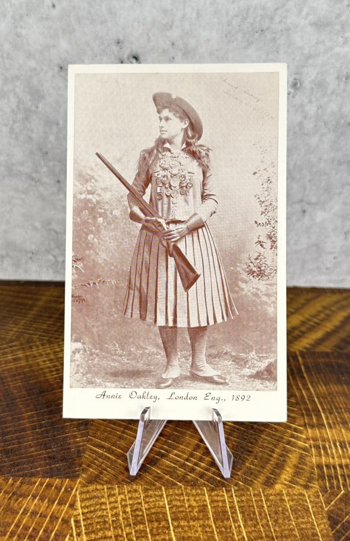 Annie Oakley London England Postcard: 5 1/2" by 3 1/2". Published by the Darke County Historical Society.