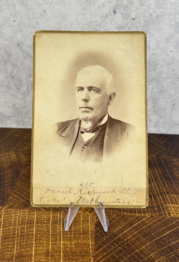 Pioneering Astronomer Daniel Kirkwood Photo: 6 1/2" by 4 1/4". The Indiana University website says the following of Kirkwood- Known as the Kepler of his time, Daniel Kirkwood forever changed astronomy with his discovery of Kirkwood Gaps and his 