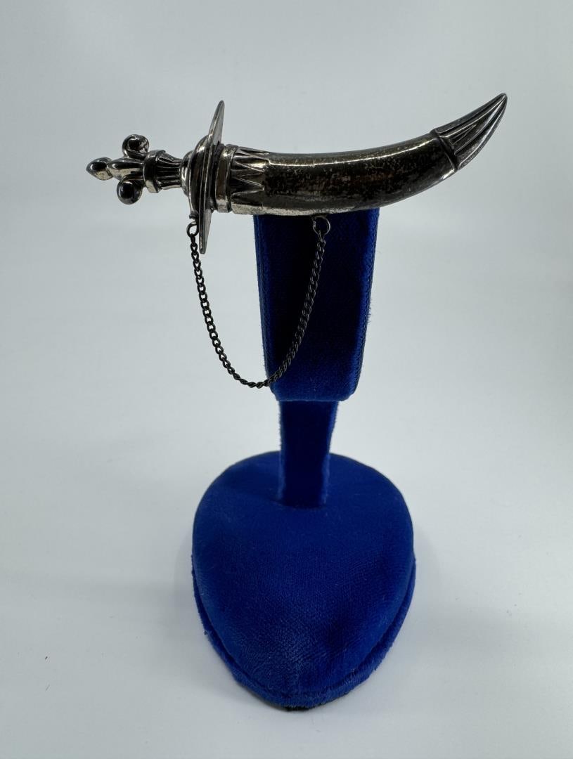 Lang Sterling Silver Scimitar Brooch: 2 1/4" by 1 3/4".