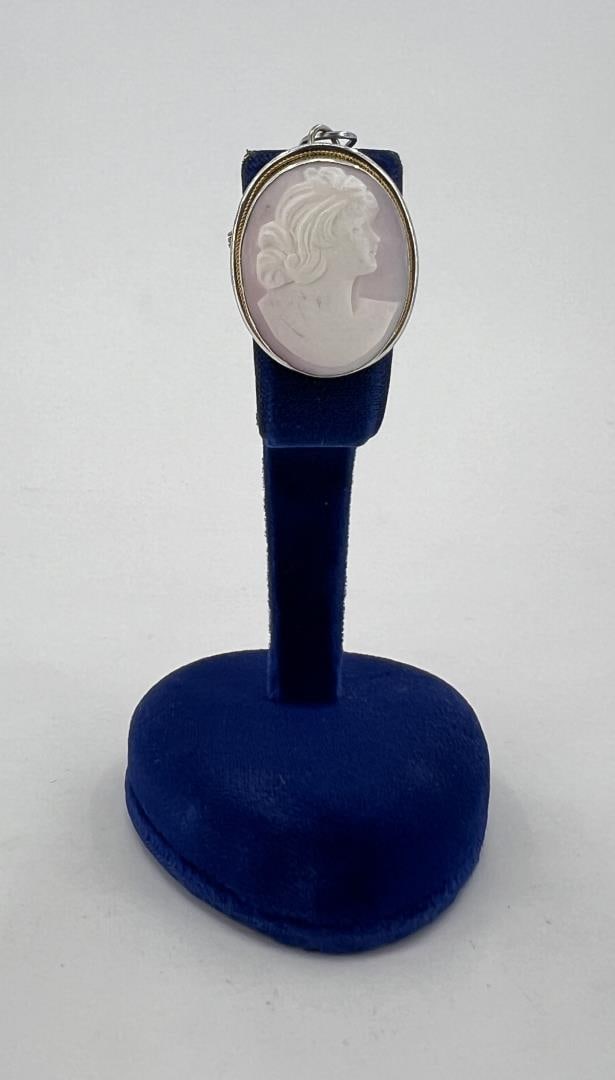 Victorian .800 Silver Carved Shell Cameo Brooch (1 of 4)