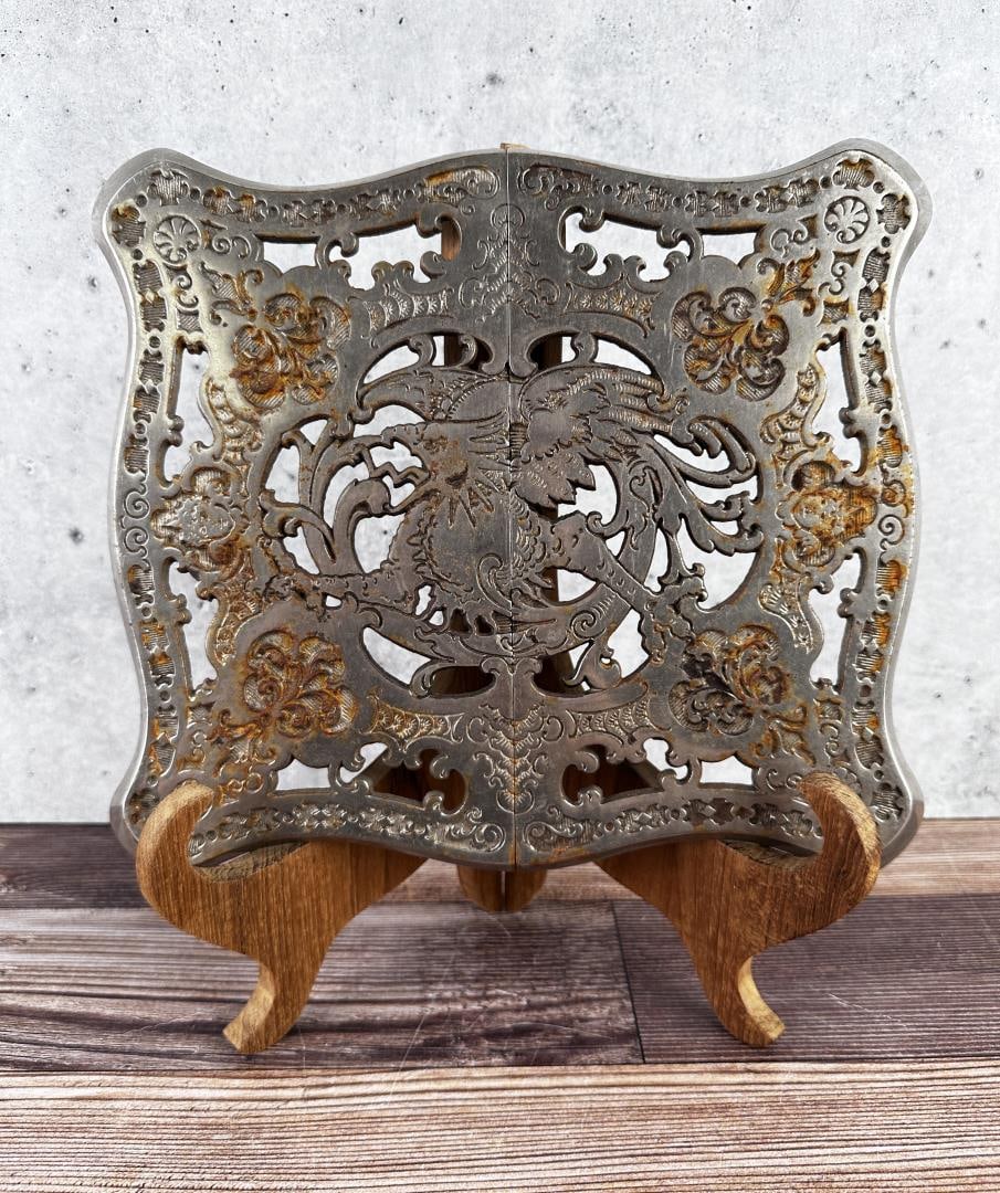 Antique Victorian Trivet w/ Griffin: 10" by 11 1/4".