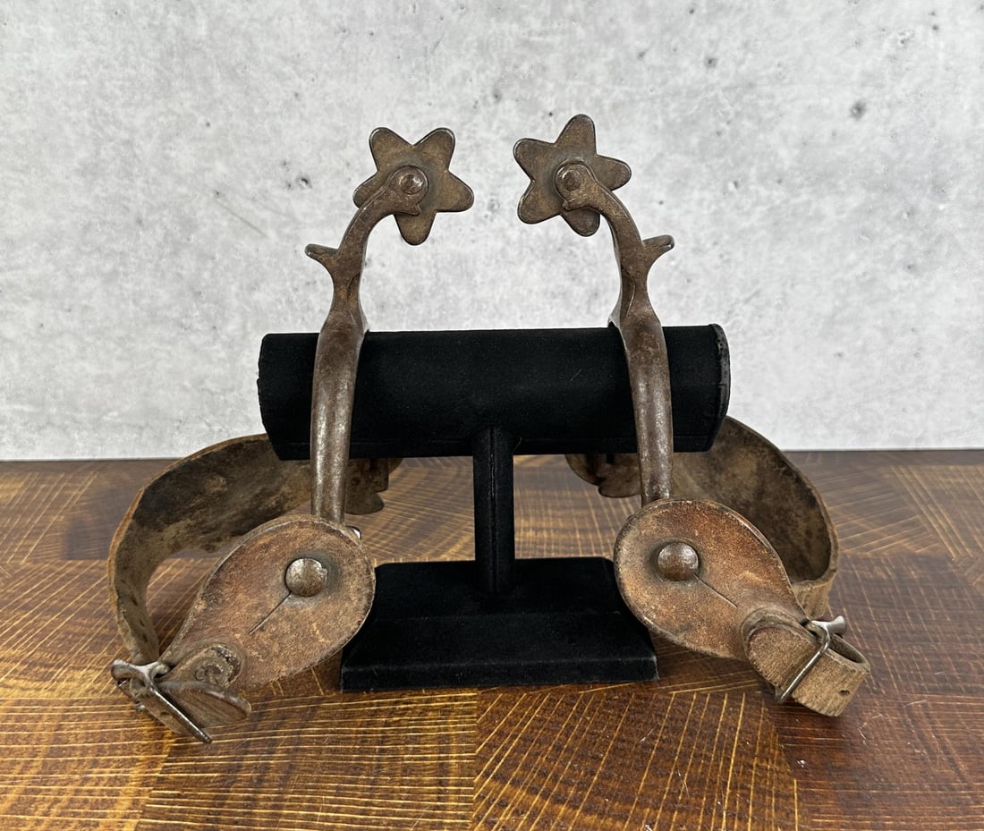 Buermann Steel Montana Cowboy Spurs: Nice set with old straps.