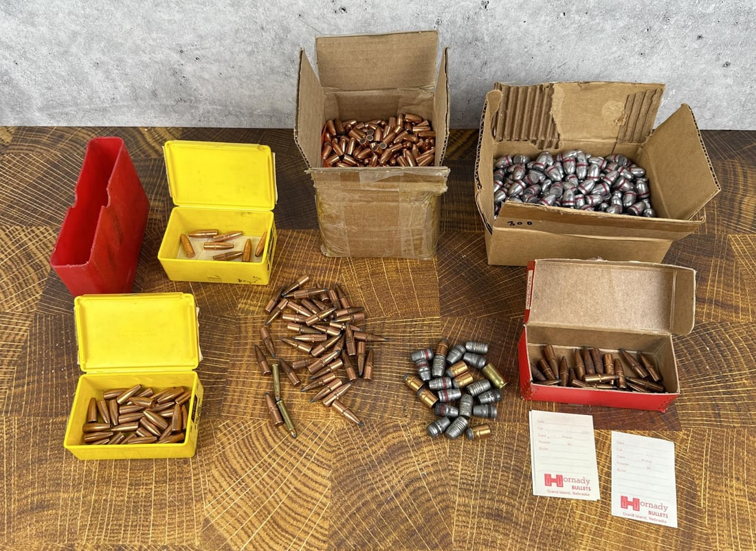 .30 Carbine and .45 ACP Bullets: Approx. 1300 count. California and New York Shipments Requires this lot to be sent to an FFL Dealer.
