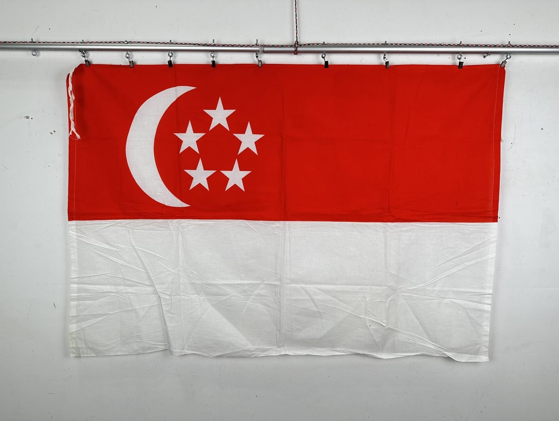 1960s Singapore Flag: 35" by 51".
