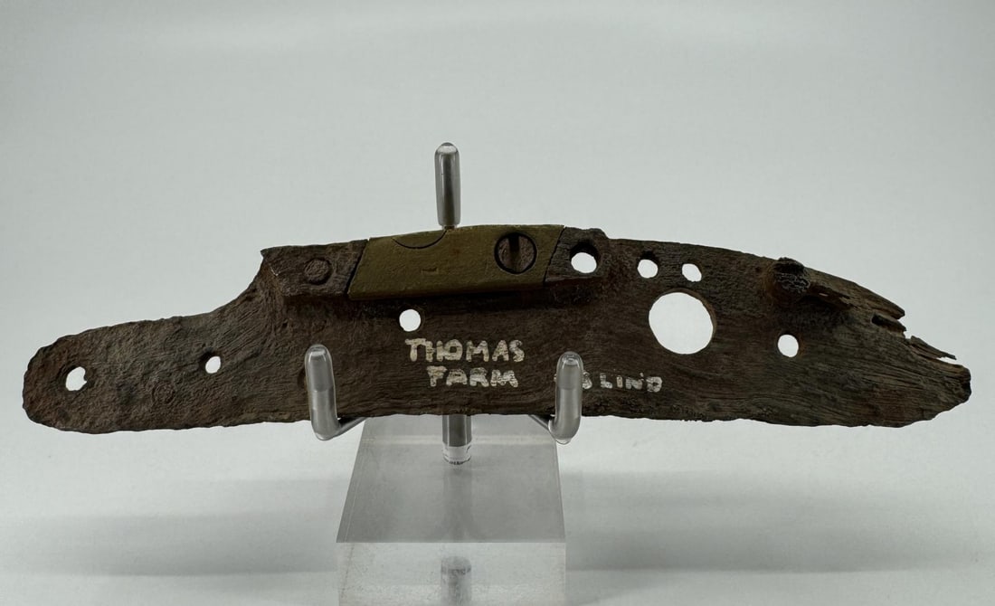 1837 Harpers Ferry Musket Plate: This artifact was recovered on the site of the Civil War battle on the Thomas Farm in Maryland. 6 1/2" long by 1 1/2" wide.