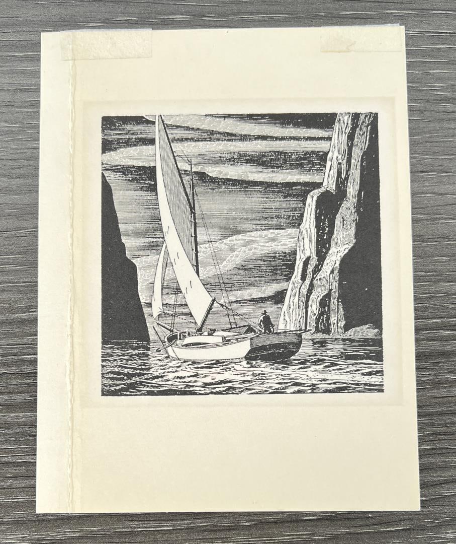 Rockwell Kent Print The Story of the Sea: 6 3/4" by 5".