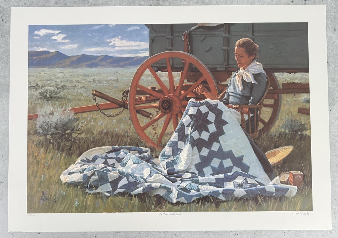 Fred Fellows The Broken Star Quilt Print: 30" by 24". Signed and numbered.