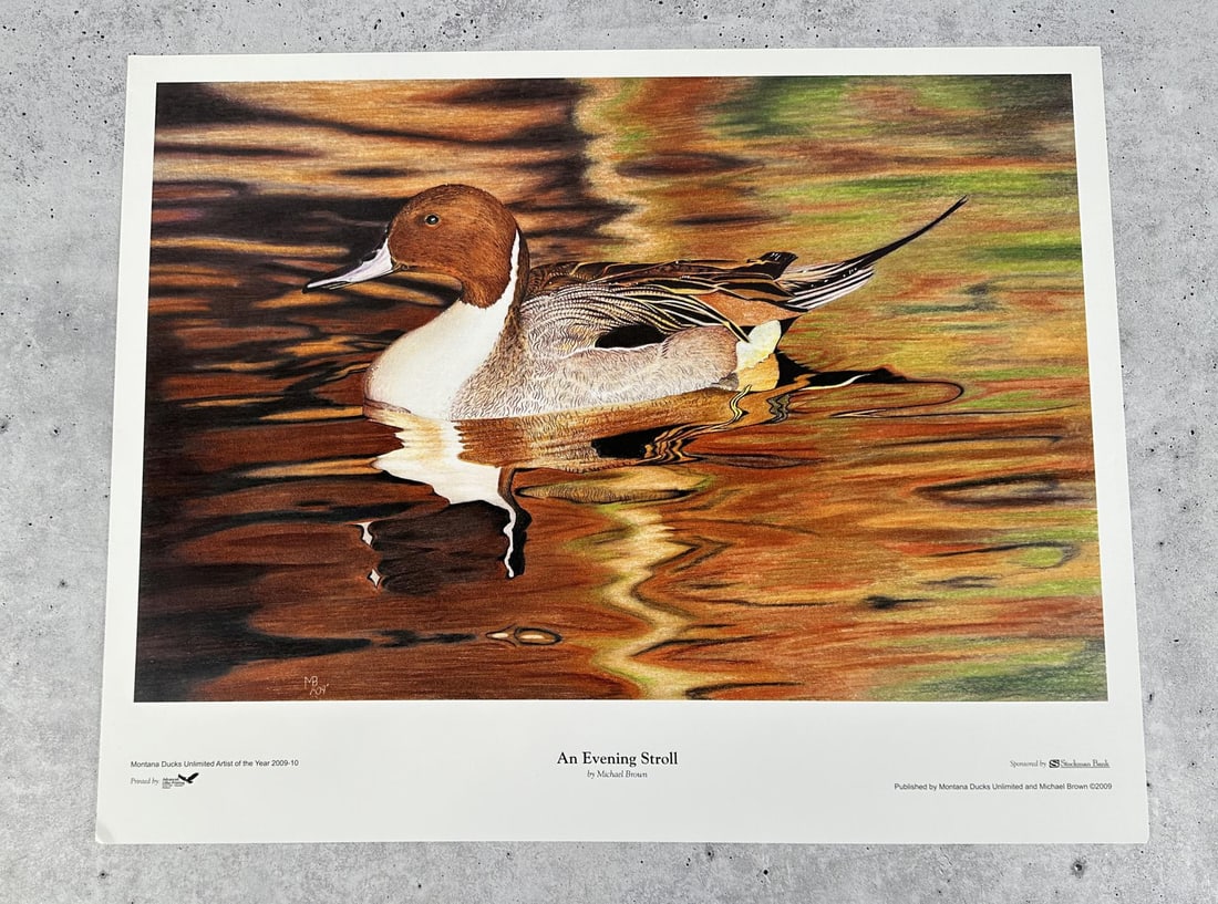 Michael Brown An Evening Stroll Print: Published by Montana Ducks Unlimited. 20" by 15 3/4".