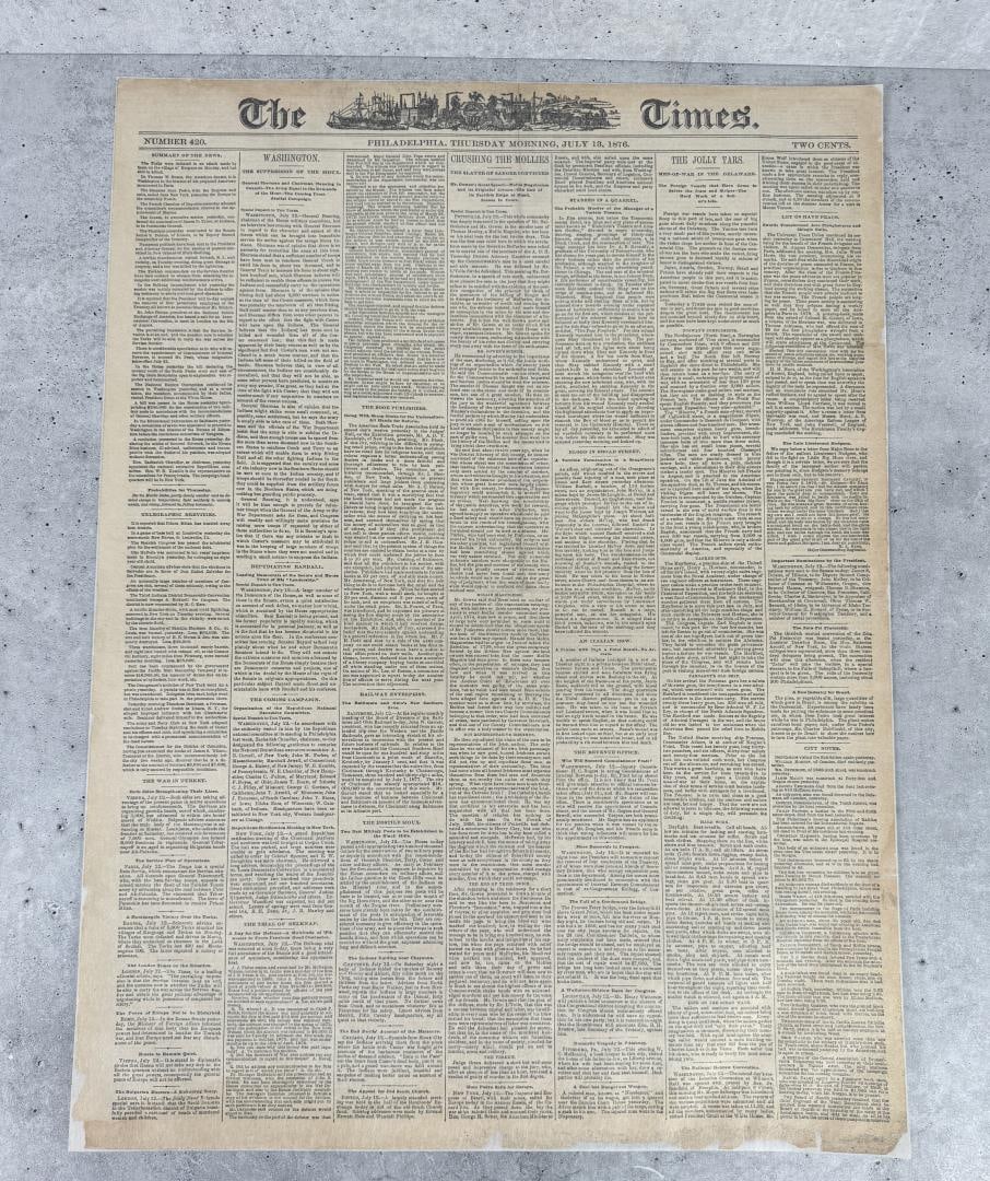 1876 Philadelphia Newspaper Custer Massacre (1 of 7)