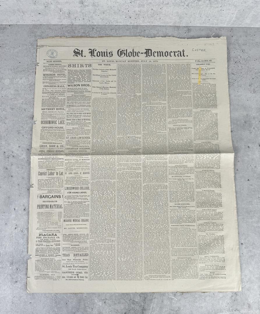 1876 St Louis Globe Democrat Custer Massacre (1 of 8)