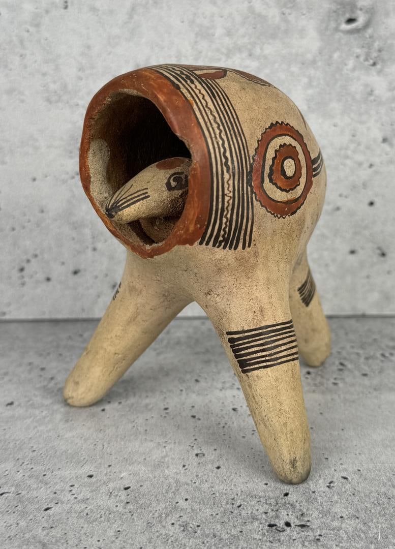 Antique Folk Art Mexican Pottery Mouse: 4" by 3 1/4" by 2 3/4".