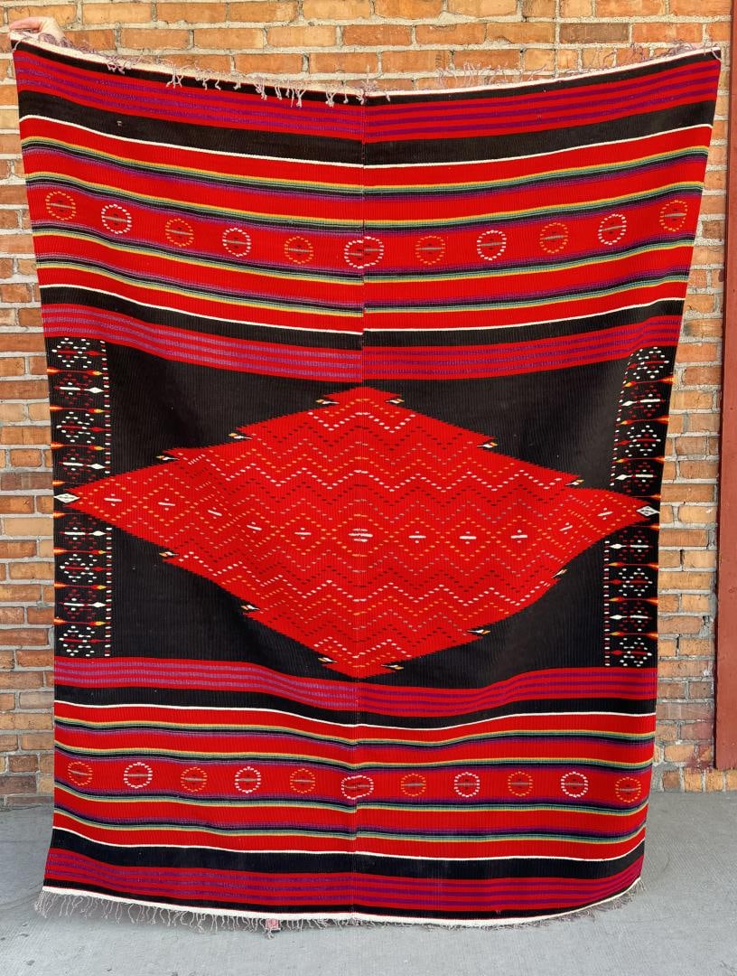 Antique Mexican Saltillo Rio Grande Serape Blanket (1 of 3)