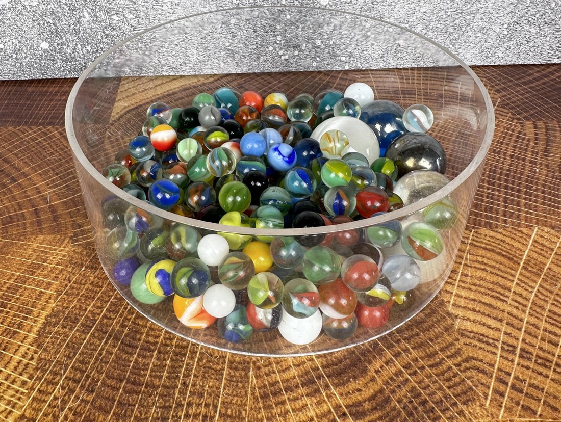 Collection of Vintage Marbles: The largest is 1 1/2" in diameter.