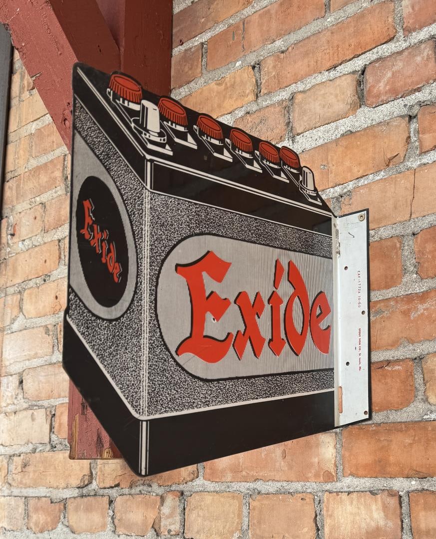 1960 Dated Exide Car Batteries Flange Sign (1 of 4)