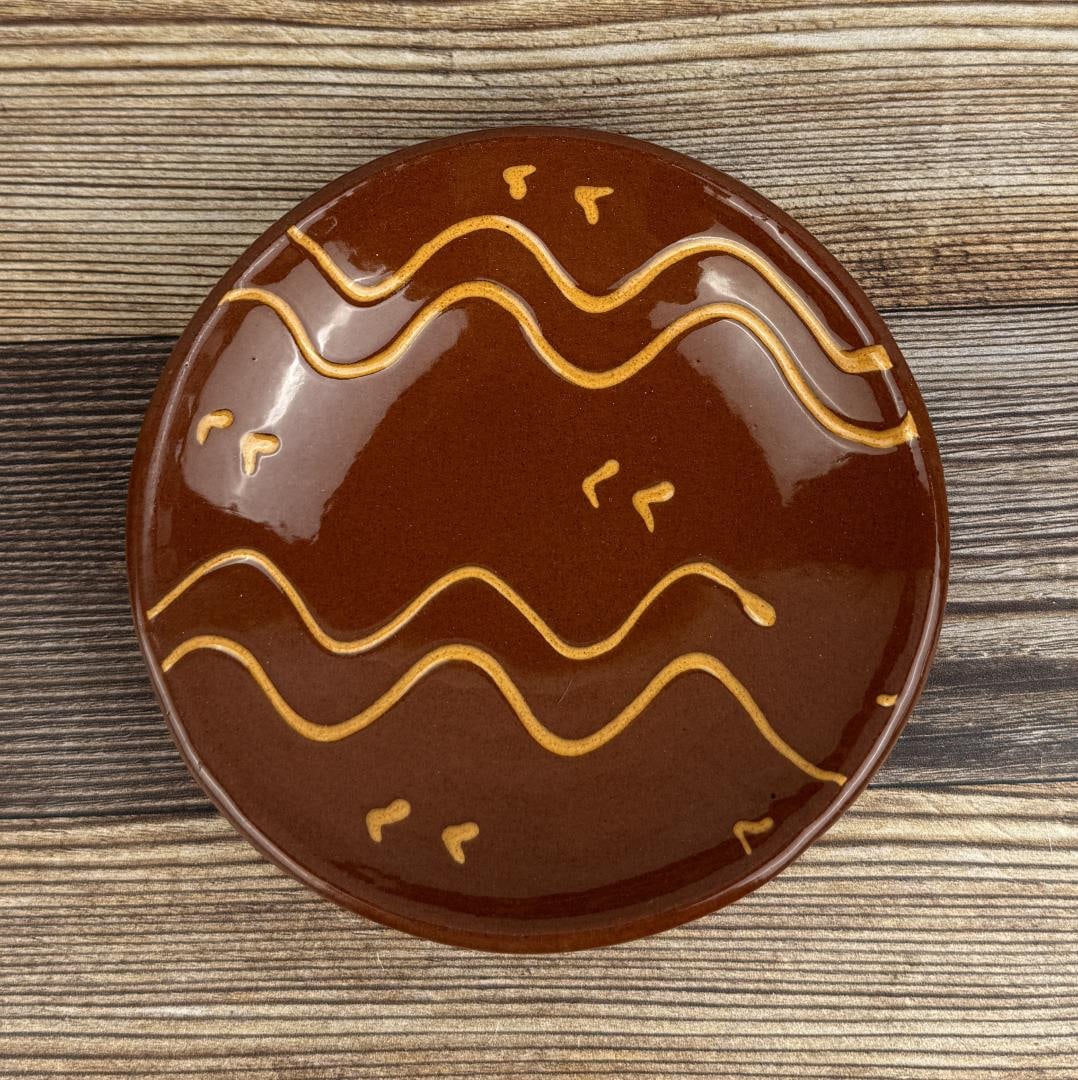 Turtle Creek Potters Slip Decorated Redware Plate: 6 1/4" in diameter.