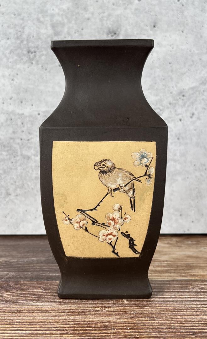 Antique Yixing Zisha Chinese Clay Vase: 7 1/4" tall, 3 1/2" by 2 5/8"