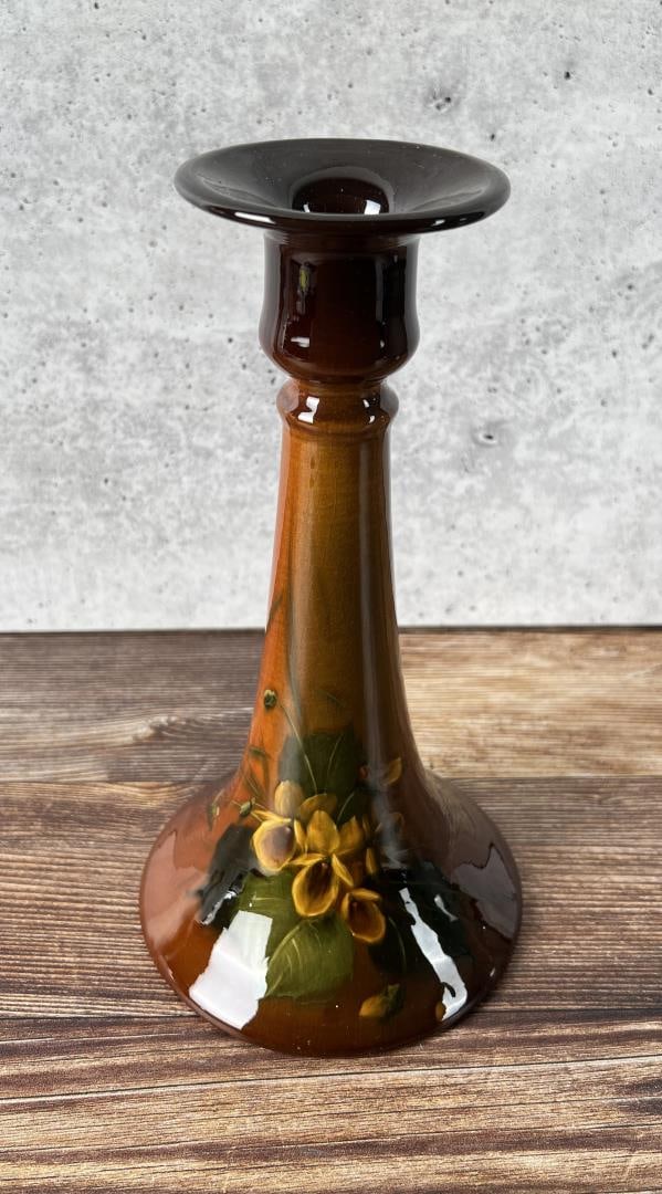 Roseville Rozane Ware Candlestick: 9 1/4" tall, 5" diameter.