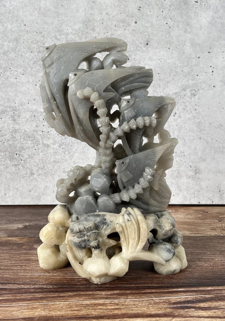 Antique Chinese Soapstone Fish Carving: 8 7/8" by 5 7/8" by 3"