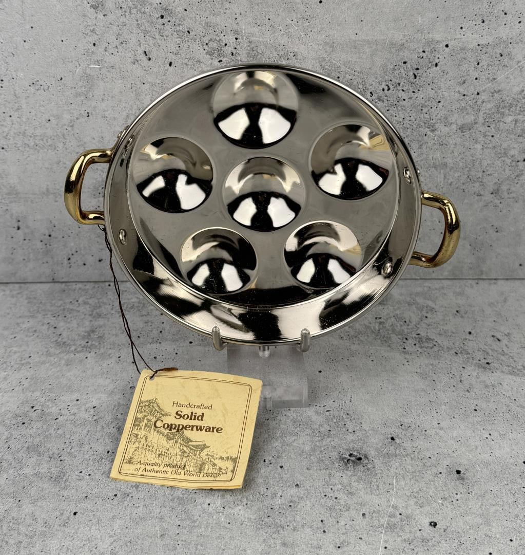 Solid Copper Escargot Pan: 1 1/2" tall by 5 3/4" in diameter