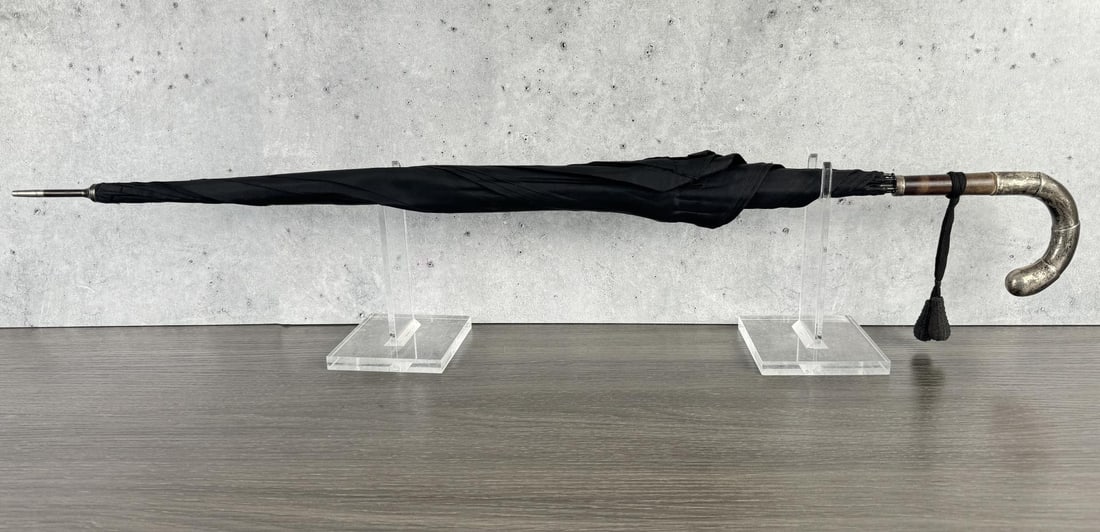 Victorian Sterling Silver Handle Parasol Umbrella (1 of 8)