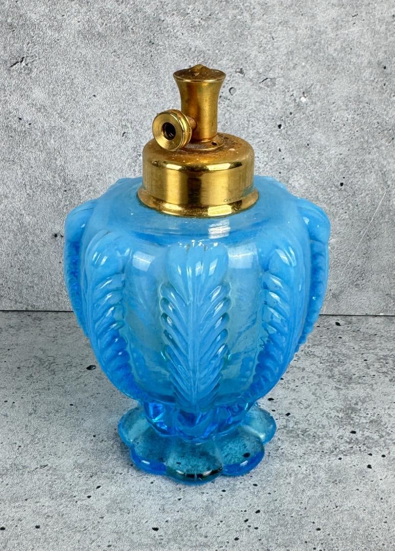 Fenton Glass DeVilbiss Blue Opalescent Atomizer: 4" tall by 2 1/2" in diameter.