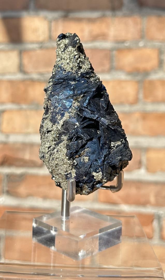 Golden Covellite Steward Mine Butte Specimen: Butte Montana. 370 grams. 4" by 2 1/4" by 1 3/4". Provenance: From the Estate of Kitty's Copper Shop Butte Montana.