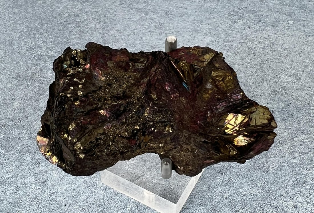 Golden Covellite Steward Mine Butte Specimen: Butte Montana. 248 grams. 3 1/4" by 2 1/8" by 2". Provenance: From the Estate of Kitty's Copper Shop Butte Montana.