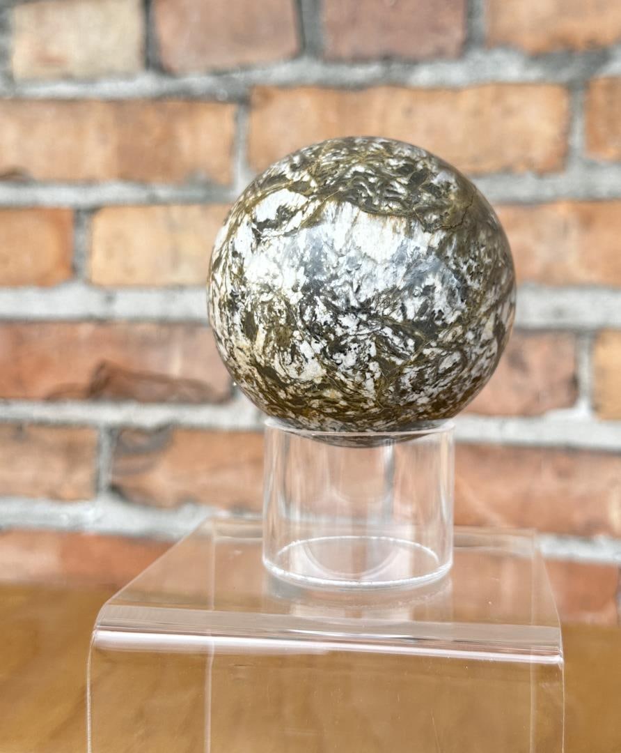 Hardystonite Sphere: 3 1/8" diameter. 777 grams. Provenance: From the Estate of Kitty's Copper Shop Butte Montana.