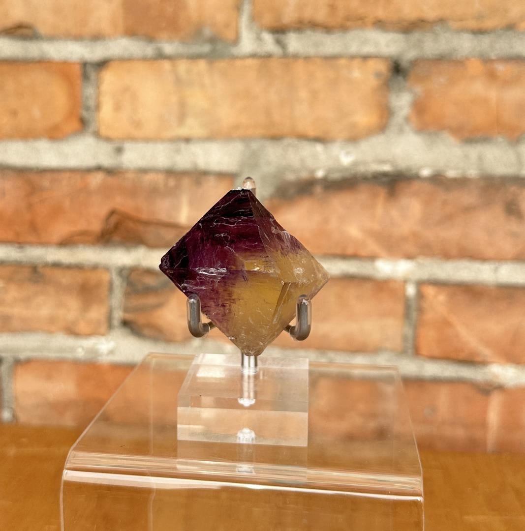 Bicolor Fluorite Tri State District Specimen: 91.13 grams. 1 3/4" by 1 1/2" by 1 1/4". Provenance: From the Estate of Kitty's Copper Shop Butte Montana.